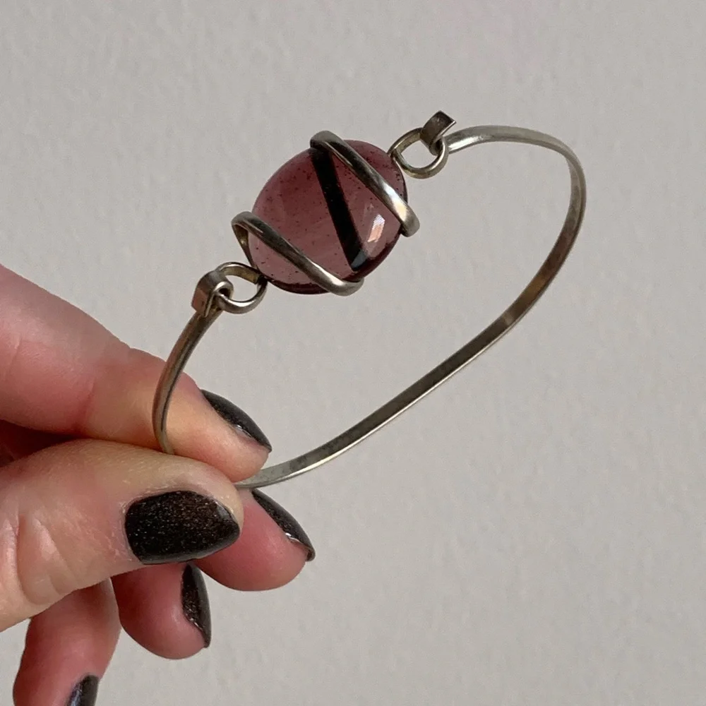 Bangle Bracelet with Purple Translucent Stone - Picture 8 of 8